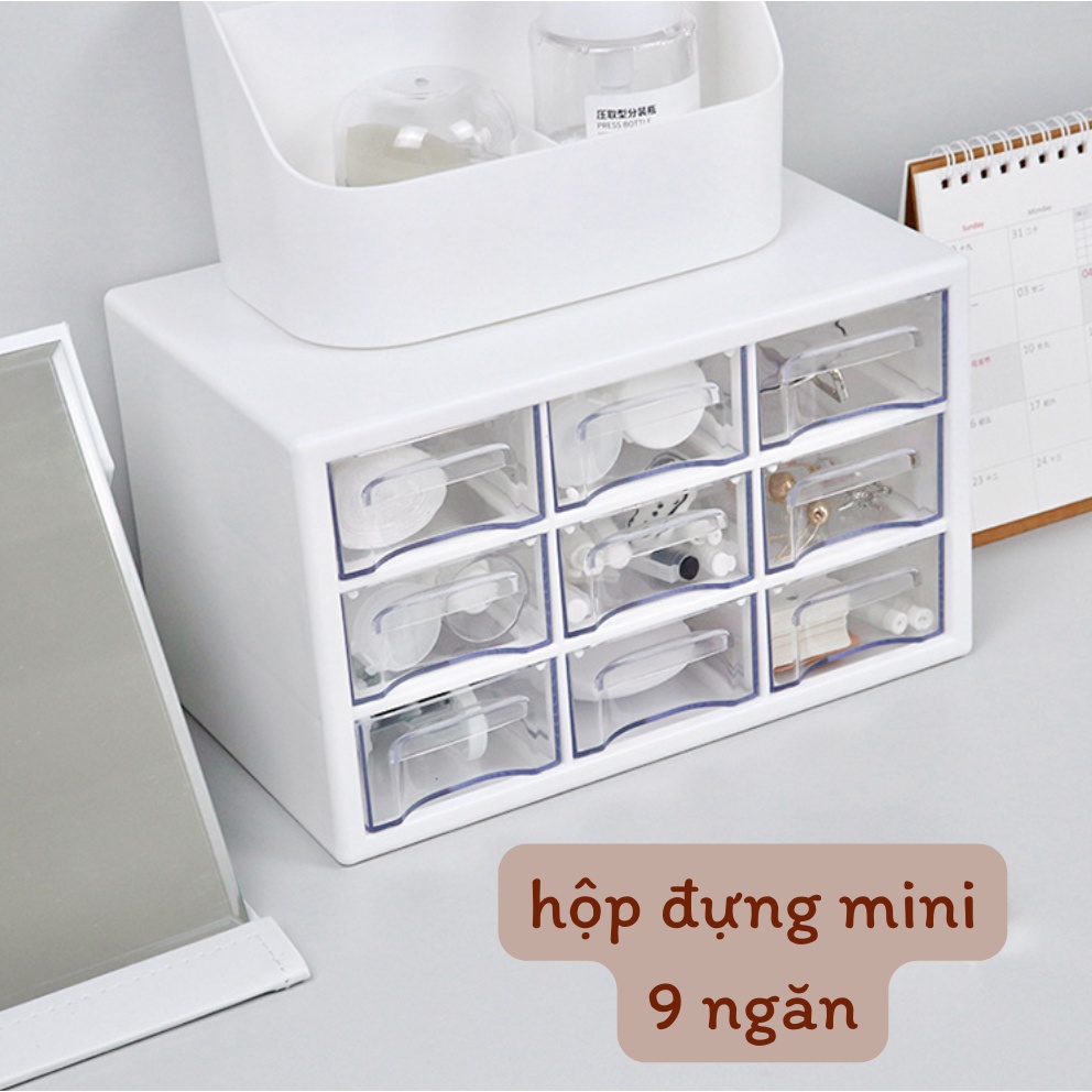 Mini desktop storage box with 9 compartments (2 sizes) | Shopee Malaysia