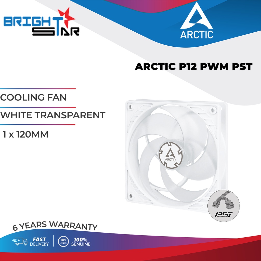 COOLING FAN ARCTIC P12 PWM PST / WHITE TRANSPARENT / 1 x 120MM / 6Y ...