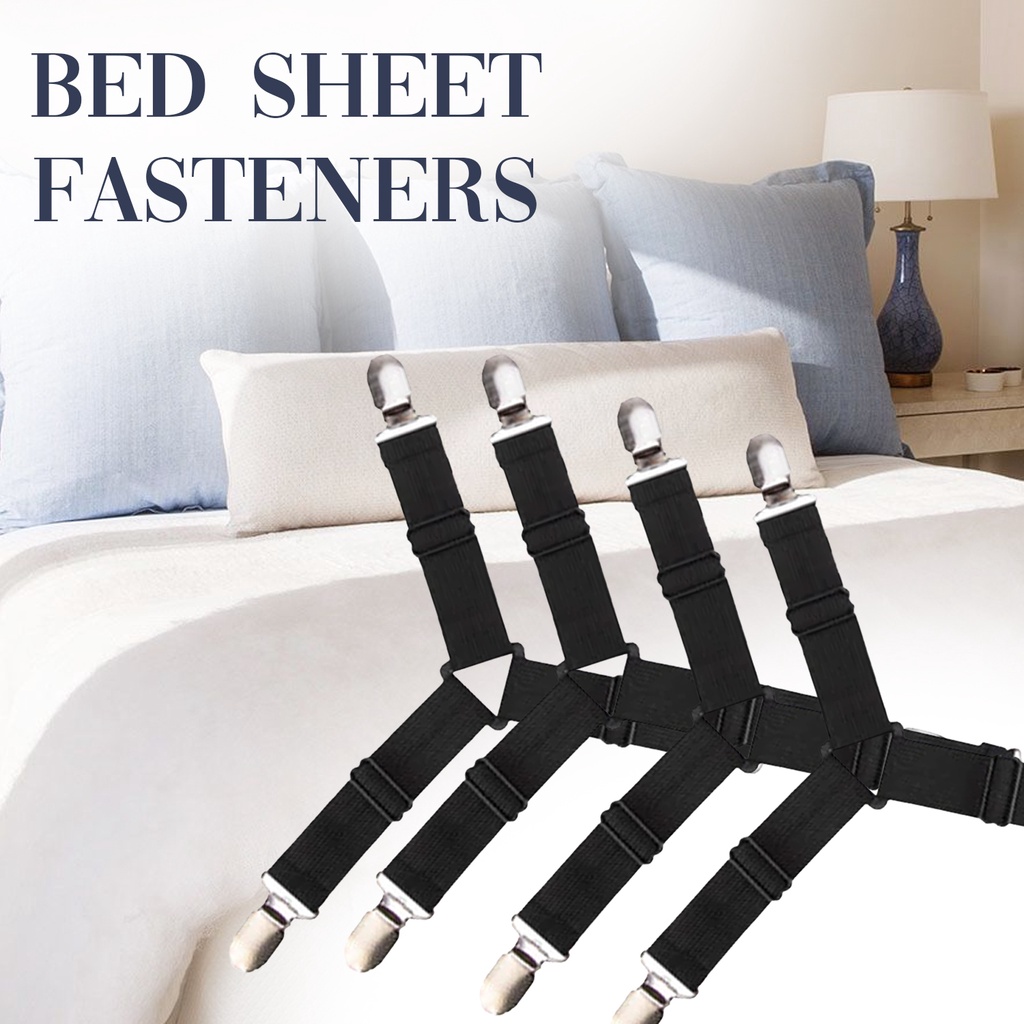 Bed Sheet Holder Straps, 8 Pcs Bed Sheet Clips, Adjustable Elastic Bed  Sheet Fasteners, Full Mattress Cover Fitted Sheet Clips to Hold Sheets in  Place