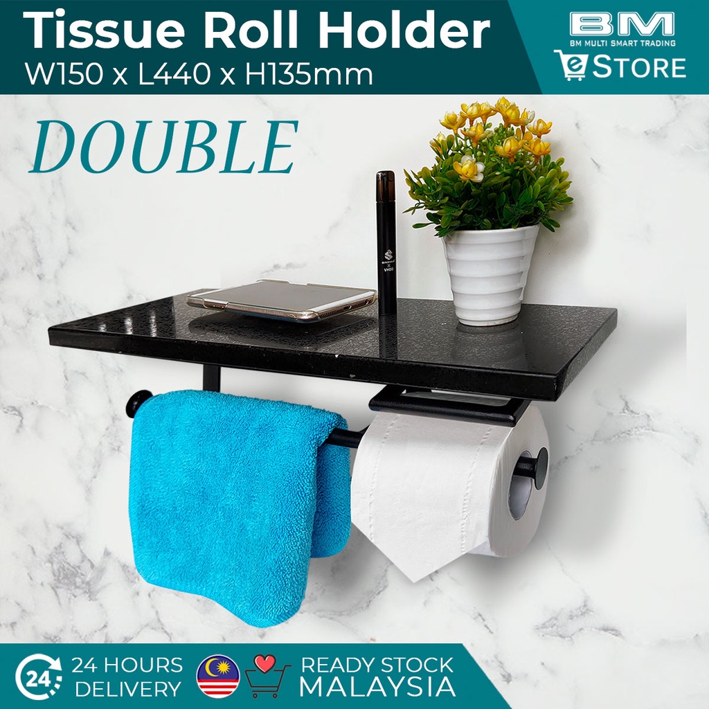 [DOUBLE] Tissue Roll Holder - Wall Mounted Rack for Bathroom (LS2809TPH ...