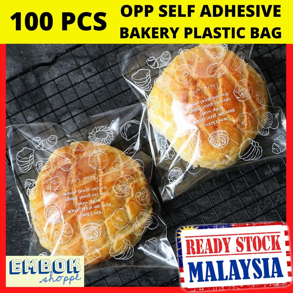 Ready Stock 100pcs Opp Self Adhesive Bakery Thick Plastic Bag Plastik Roti Shopee Malaysia 6137