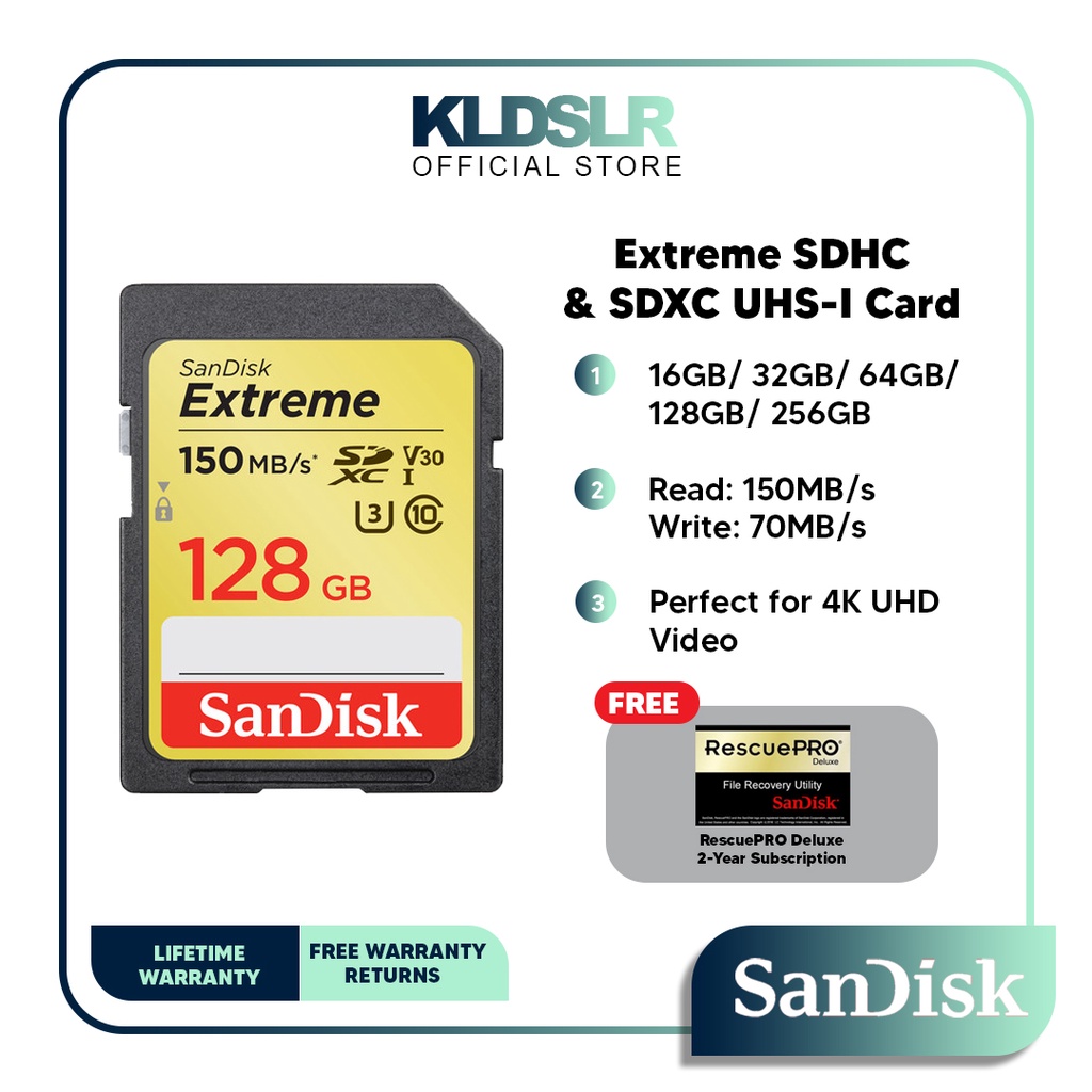 SanDisk Extreme 128GB 150MB/S UHSI SDXC Memory Card (SanDisk Malaysia