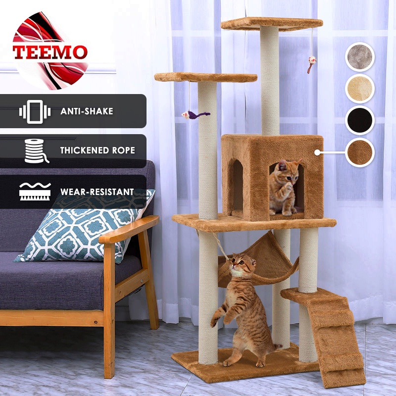 Teemo Pets Cat House Kitten Scratch Cat Condo Multi Level Sisal Covered ...