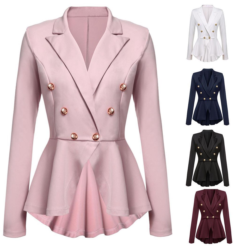 double-breasted peplum blazer with sculpted waist – ELISE