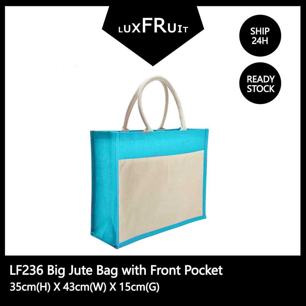 Big Jute Bag with Front Pocket Jute Body Canvas Pocket A3 Size - LF236 ...