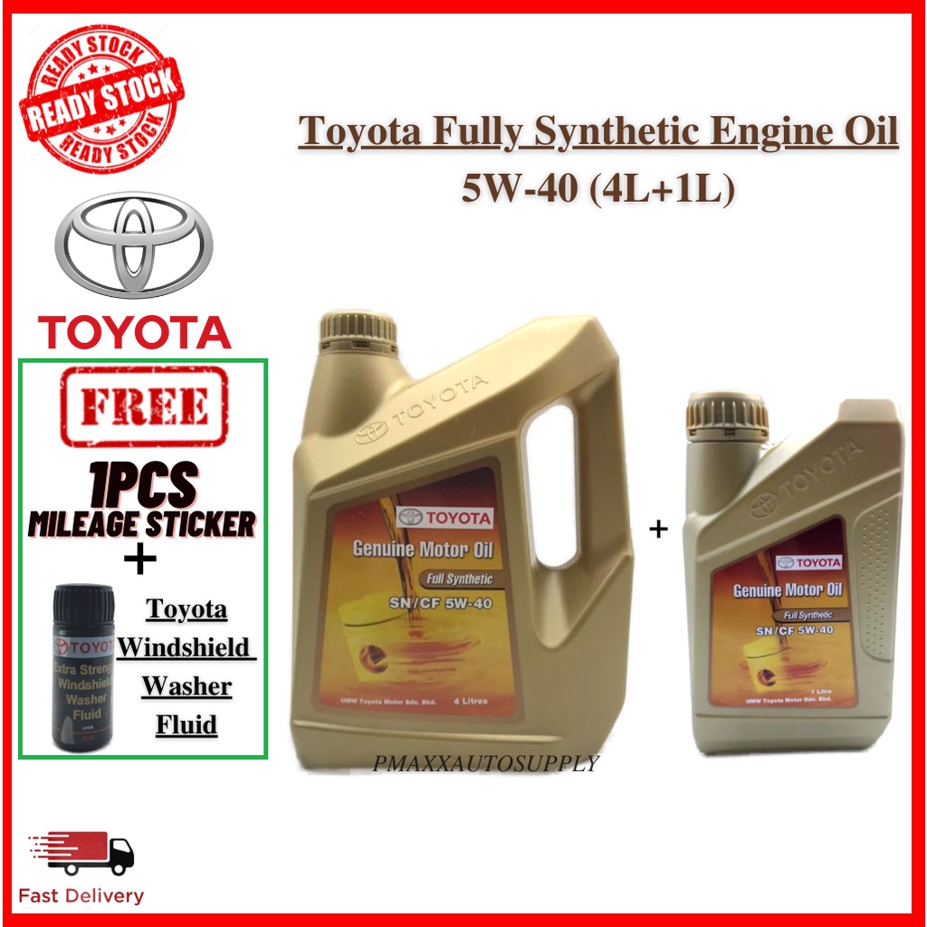 Toyota 5W40 Fully Synthetic SN/CF 5W40 Genuine Engine oil 4L+Oil 1L ...