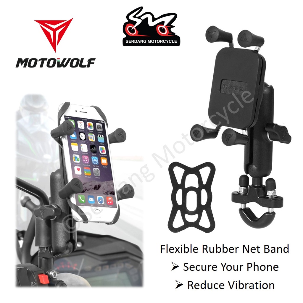 MOTOWOLF Phone Holder Motorcycle Less Vibration Pemegang Telefon Handphone Motor MDL2815 Shopee Malaysia