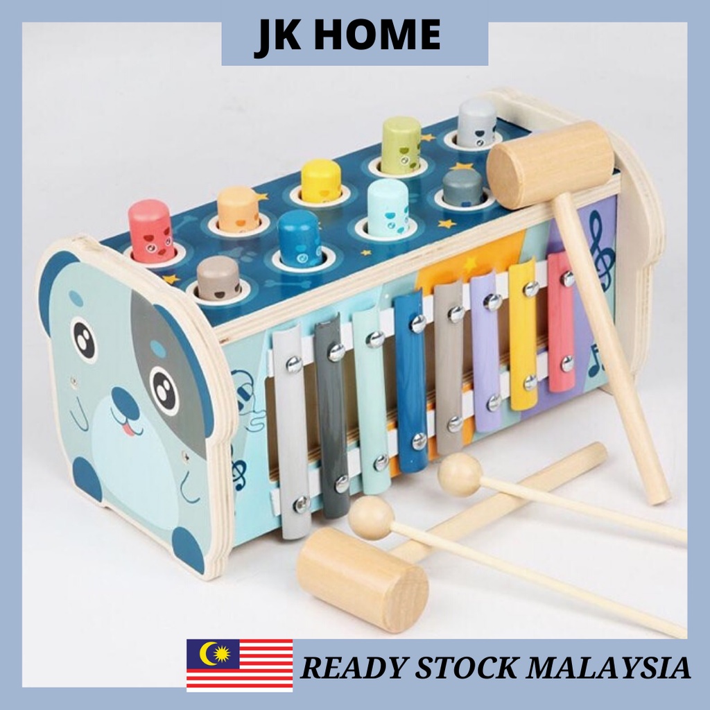 Wooden Hammer Toys With Xylophone Musical Pounding Bench Montessori ...