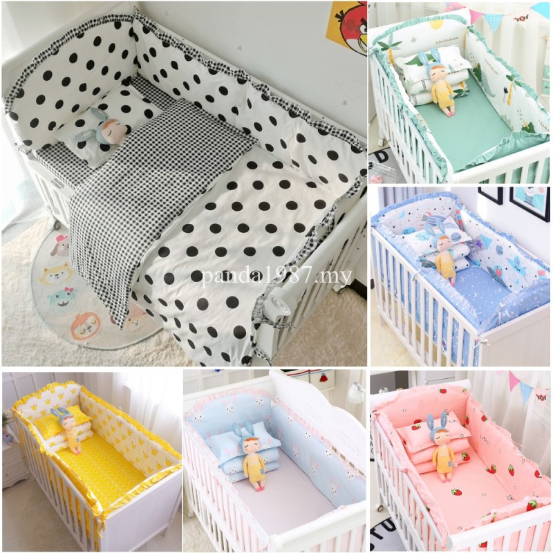 7PCS Baby Bedding Set 100% Cotton Infant Newborn Crib /Cot Around ...