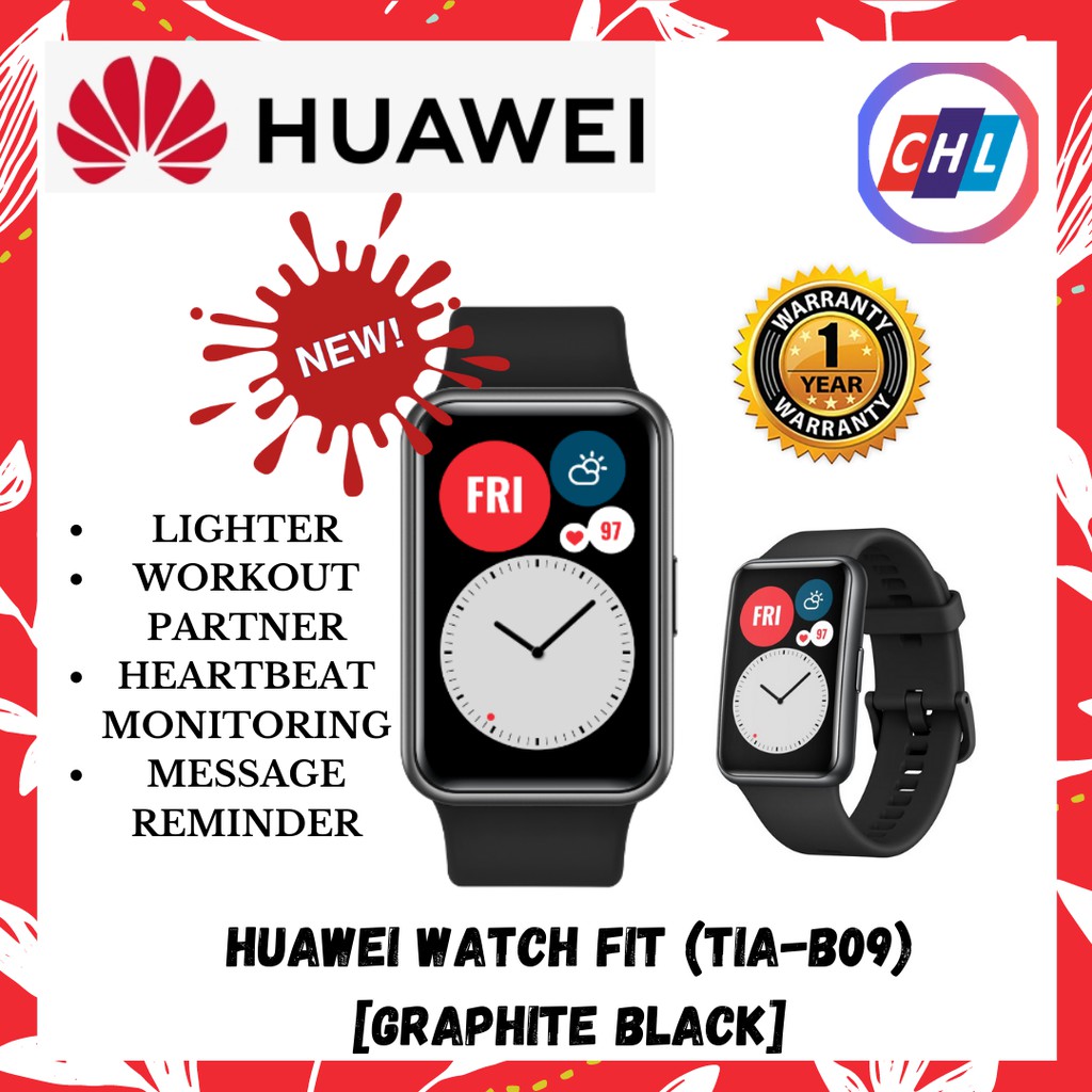HUAWEI WATCH FIT (TIA-B09) GRAPHITE BLACK - ORIGINAL HUAWEI WARRANTY ...