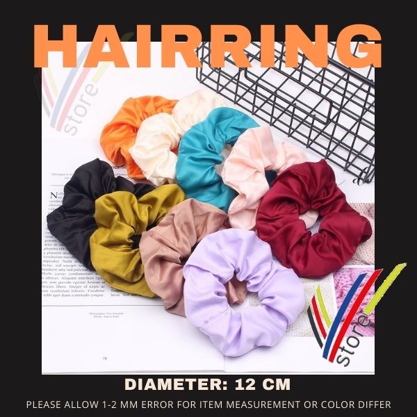 GETAH RAMBUT PENGIKAT RAMBUT KAIN SATIN PERMUKAAN LICIN WARNA TUNGGAL ...