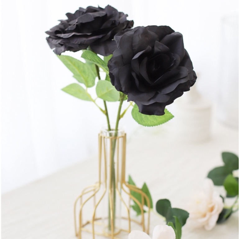 1pc Dark Black Rose Artificial Flowers Bouquet Fake Flower Photo Props