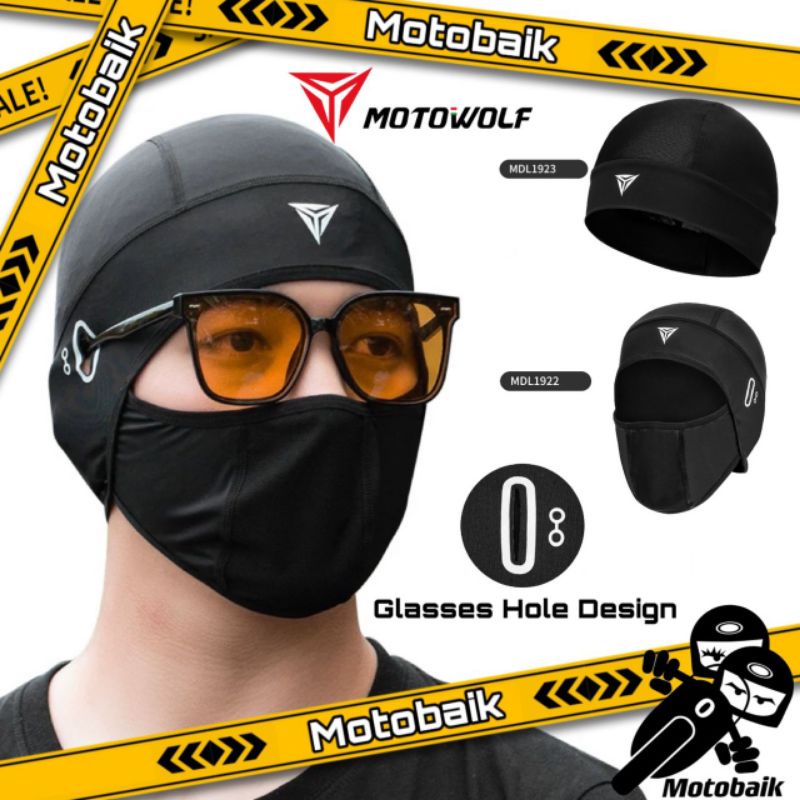 🇲🇾 MOTOWOLF Skull Cap Skaf Head Cover Helmet Ice Silk Sarung Kepala