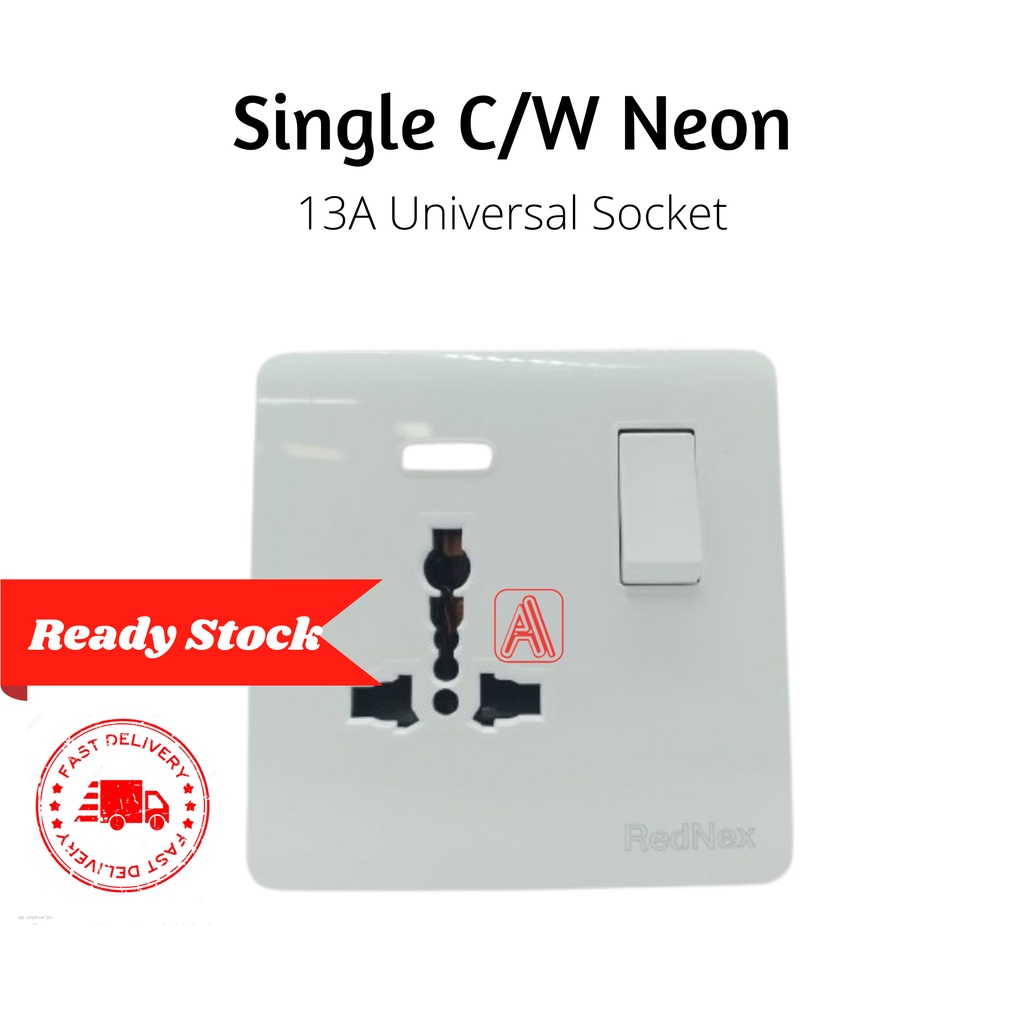 REDNEX Universal 13A Switch Socket | Shopee Malaysia