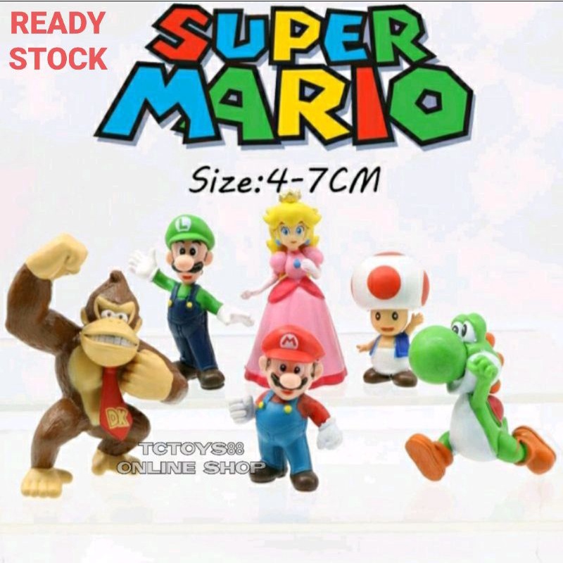 SUPER MARIO TOY 6PCS MARIO FIGURES LUIGI MARIO DONKEY KONG FIGURE CAKE