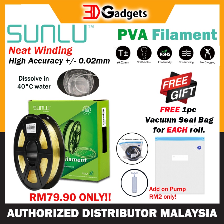 Sunlu PVA Filament 3D Printer 1.75mm 0.5KG support material dissolve in