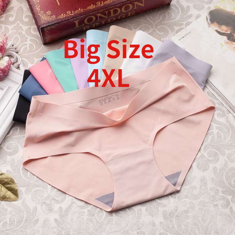 Big Size Seamless Underwear Women Silk Satin
