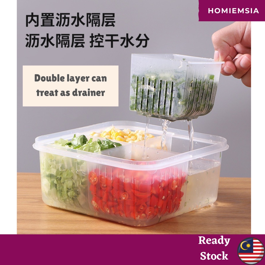 Ready Stock 4 in 1 Fridge Storage Food Container Fresh-Keeping Garlic ...