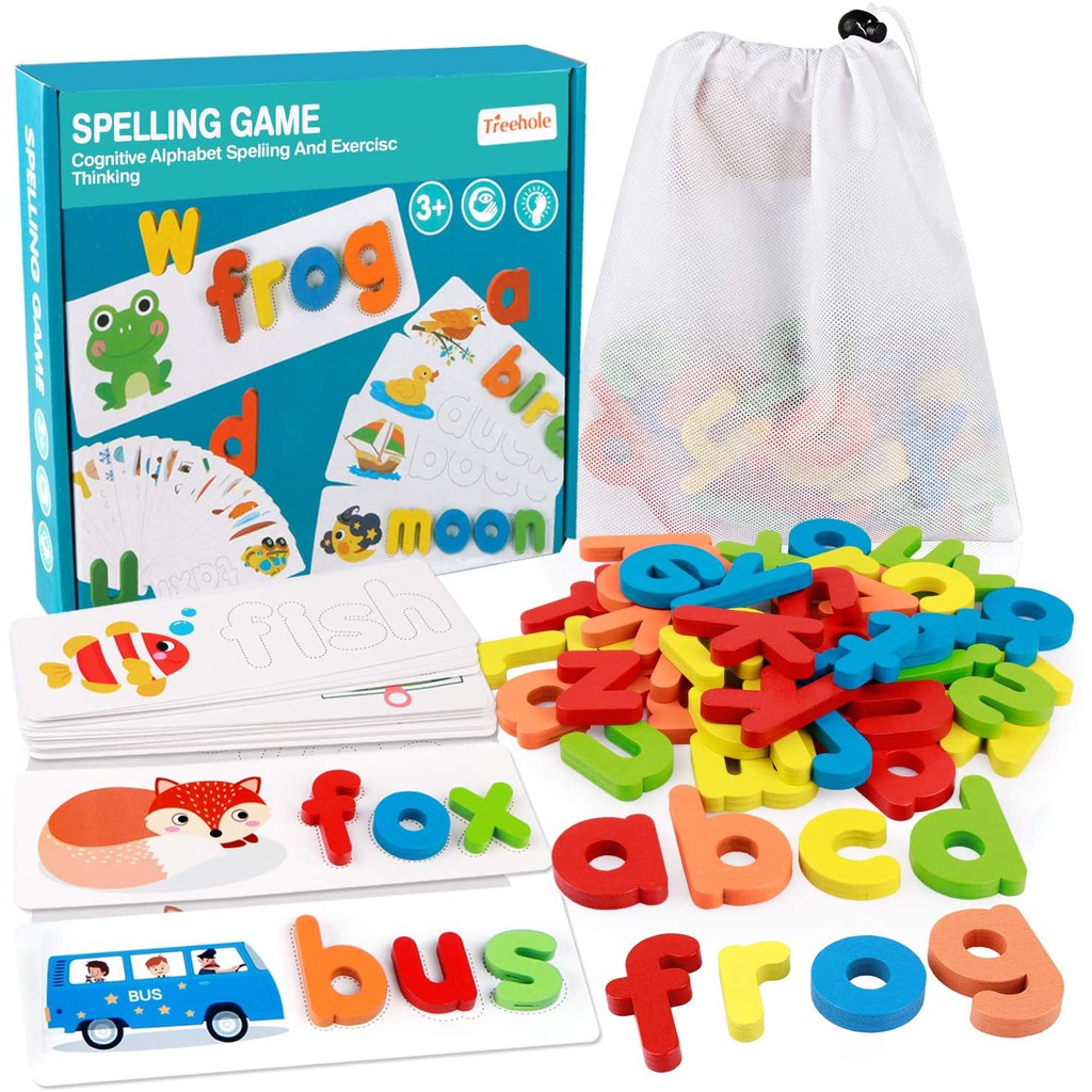 Matching And Spelling Game Alphabet Flashcards Wooden Letter Blocks ...