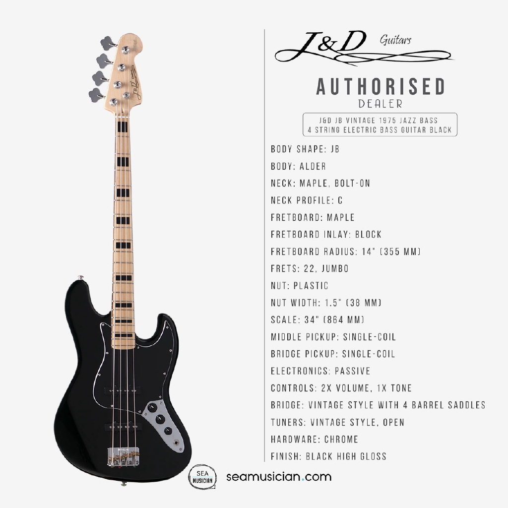 J & d bass guitar jb vintage 1975 sales