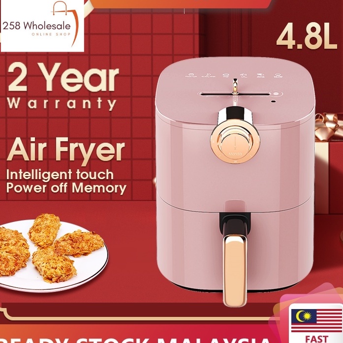 Monda Air Fryer 4.8L 6.5L Automatic Timer Kitchen Healthy Pink Blue Fries Machine