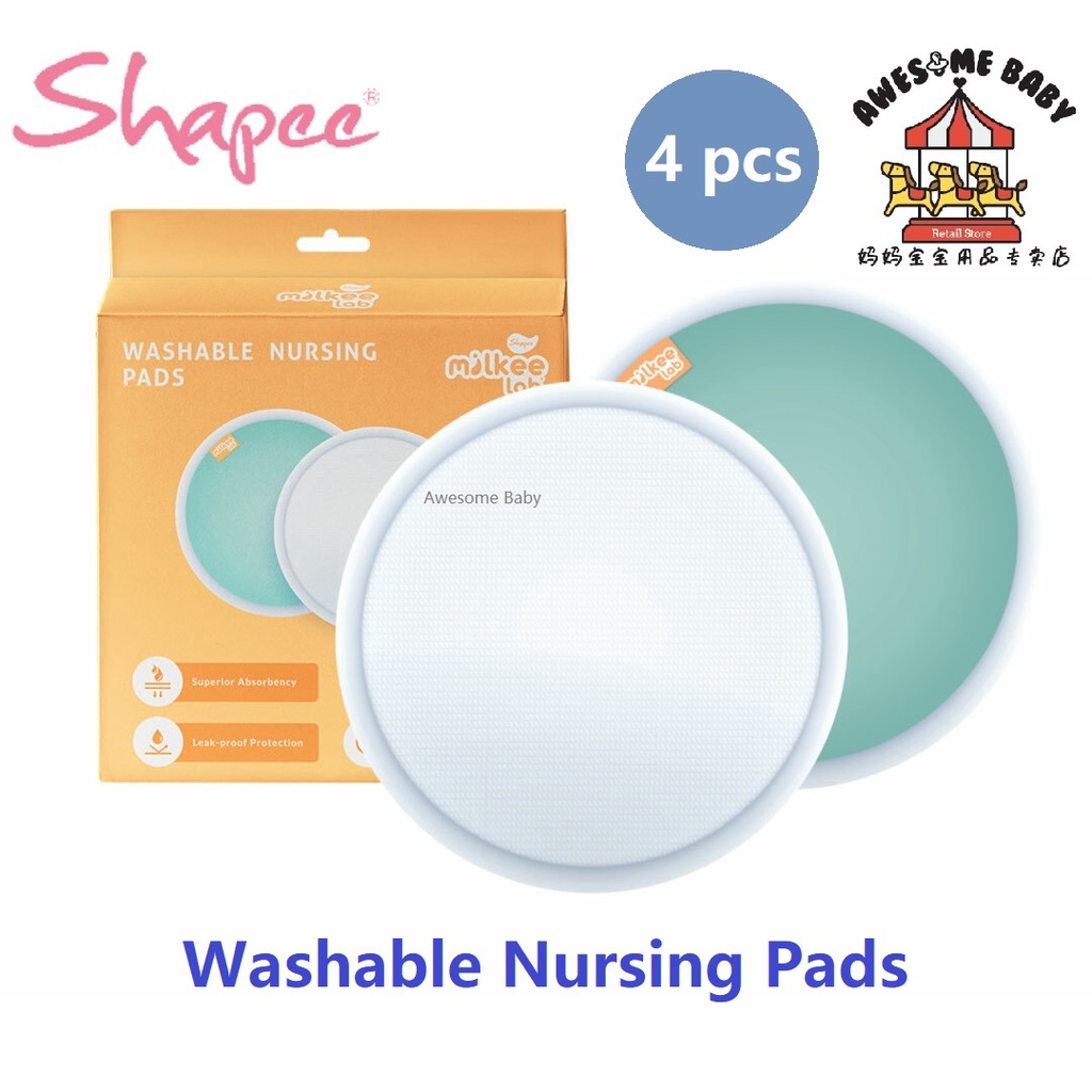 Organic Washable Breast Pads 4 Pack | Reusable Nursing Pads for Breastfeeding, 4pcs