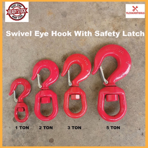 GR80 ALLOY SWIVEL EYE HOOK WITH SAFETY LATCH ( 1TON,2TON,3TON,5TON
