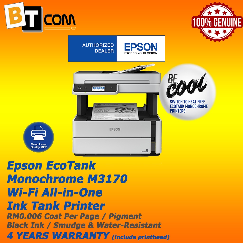 (PRE-ORDER 14DAYS) Epson EcoTank Monochrome M3170 Wi-Fi All-in-One Ink ...