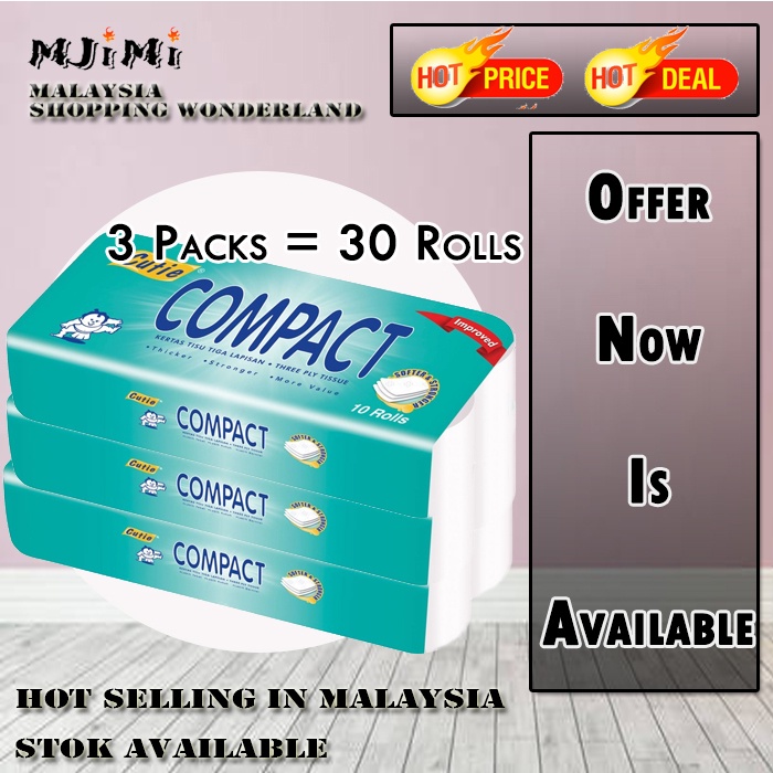 MJIMI Offer Pack Cutie Compact Toilet Roll Tissue Bathroom Paper Toilet ...