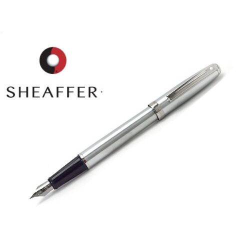 Sheaffer Prelude Brushed Chrome Plate Nickel Trim Fountain Pen Fine Nib