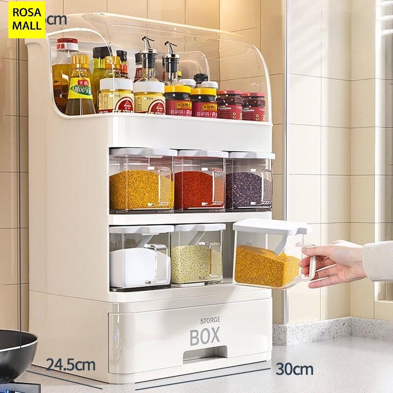 7pcs/set, Multifunctional Revolving Spice Rack with 6 Spice Jars- Organize  and Store Spices and Seasonings for Countertop or Cabinet - Kitchen