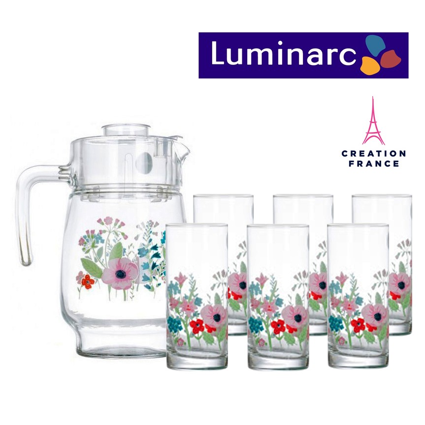 Luminarc 7 Pc Drink Setminuman Rose Pompon N3675 Shopee Malaysia