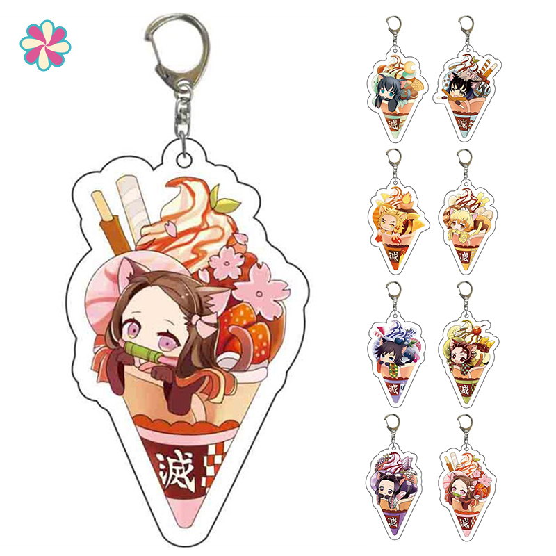 Anime Keychain Demon Slayer: Kimetsu No Yaiba Tanjirou Nezuko Acrylic Keychain  Keyring Cosplay Hashibira Inosuke