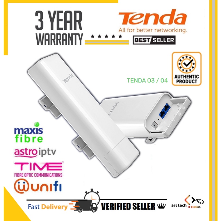 TENDA O3 / O4 UP TO 5KM WIFI BRIDGE OUTDOOR POE ACCESS POINT REPEATER ...