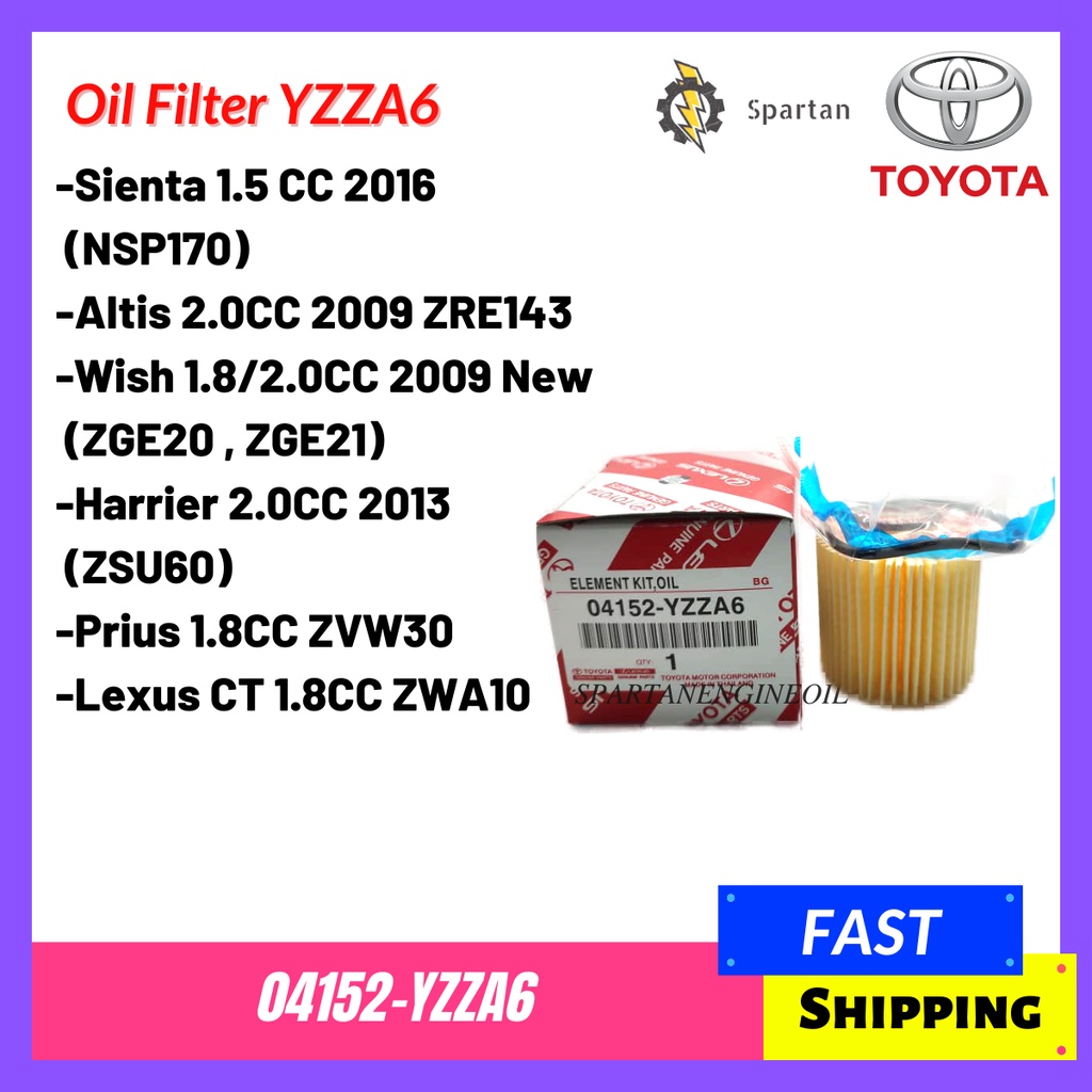 ( 100% Genuine ) Oil Filter ( 04152-YZZA6 ) For Toyota Wish ZGE20 ...