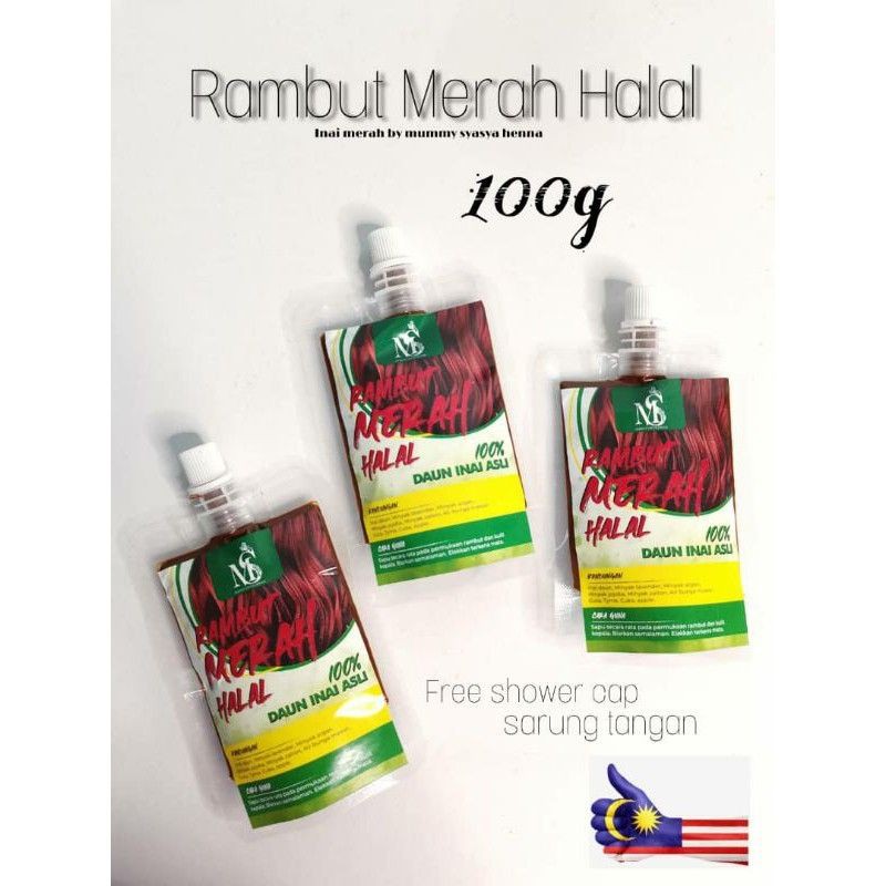 Pewarna Inai Rambut Merah Halal Mesra Solat Shopee Malaysia 0176