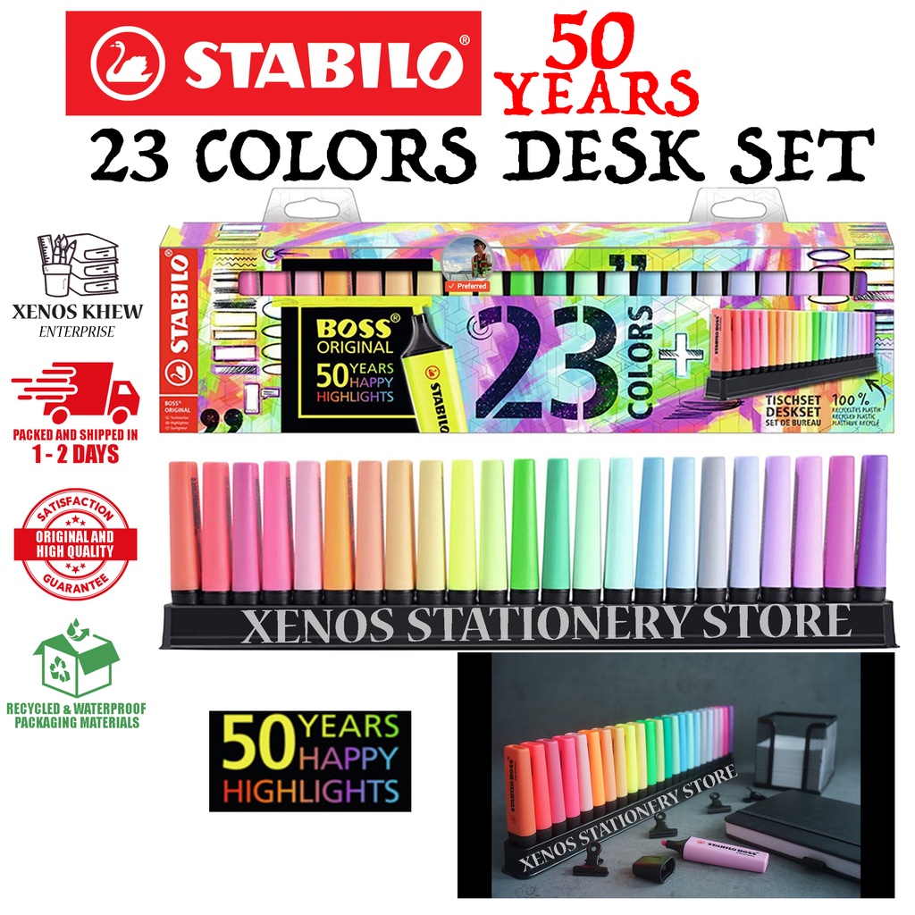 STABILO BOSS Original Highlighter Set, 50th Anniversary Desk Set, 23-Colors  