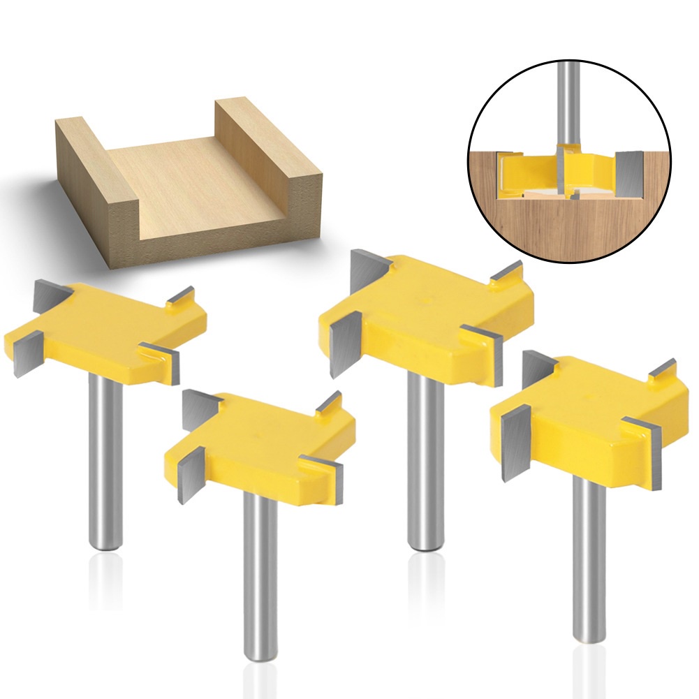 4 Edge T Type Slotting Cutter Router Bit 6mm 1/4 Shank 四刃T型铣刀 | Shopee ...