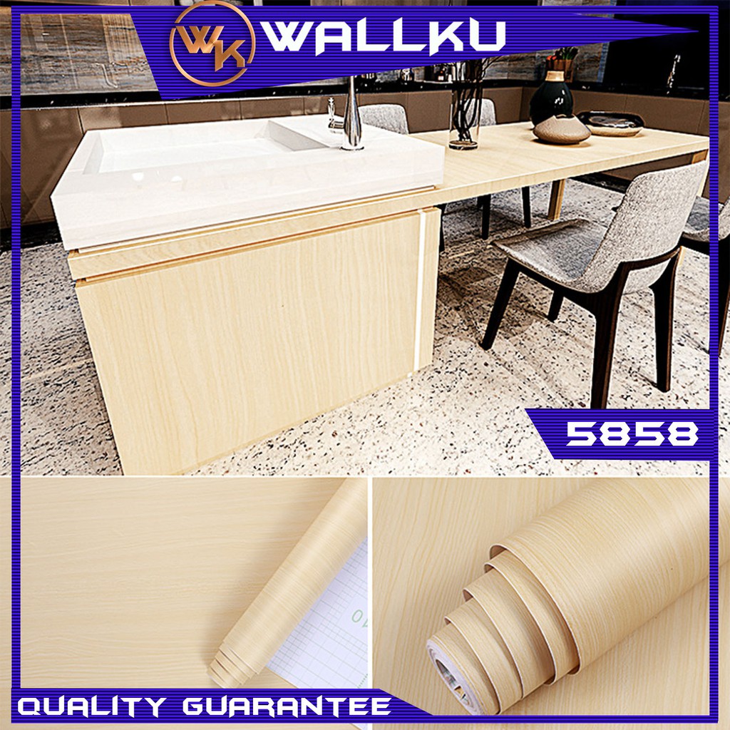 WallKu PVC Wooden Waterproof Self Adhesive Wallpaper Furniture