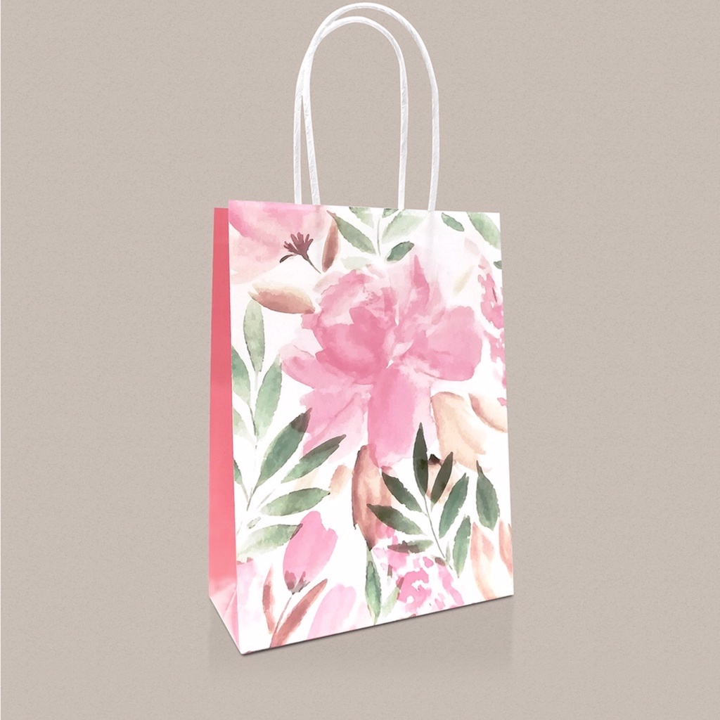 1pcs Love Floral Flower Printed Thank You Paper Bag, Goodies Bag ...