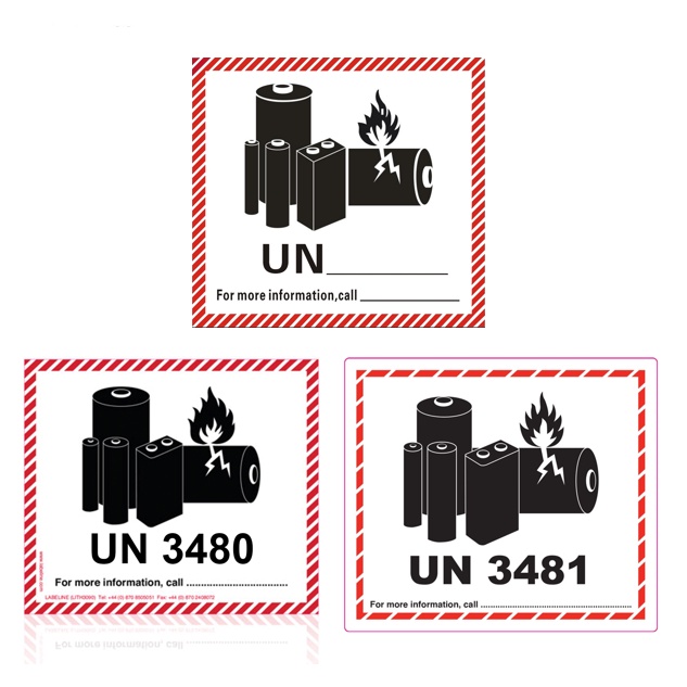Lithium Ion Battery Air Ship Caution Sticker Security Warning Universal  Label Device UN3481 UN3091 UN3480 UN3090