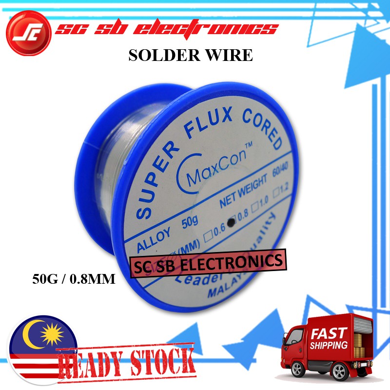 MAXCON SOLDERING WIRE / SOLDER LEAD / CORE WIRE 0.6MM 0.8MM 50G ...