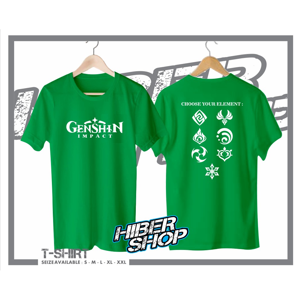 Genshin impact all element T-Shirt distro Men Women T-Shirt game cotton ...