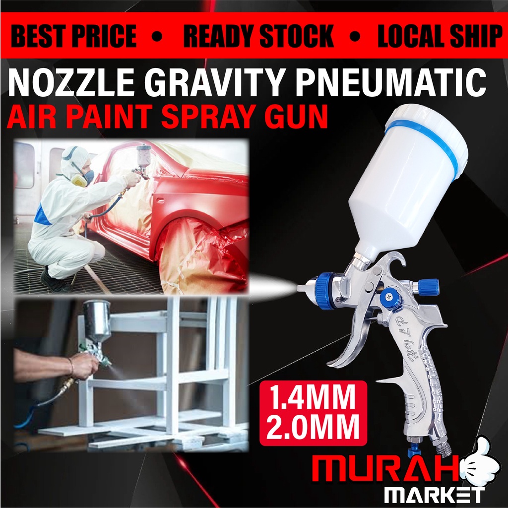 Gravity Feed Spray Gun 1.4 / 2.0mm Nozzle Painting Car HVLP Airbrushing