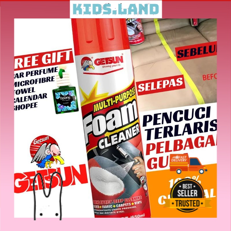 PromosiOriginal GETSUN Car Multipurpose Foam Kereta Cleaner 650ML