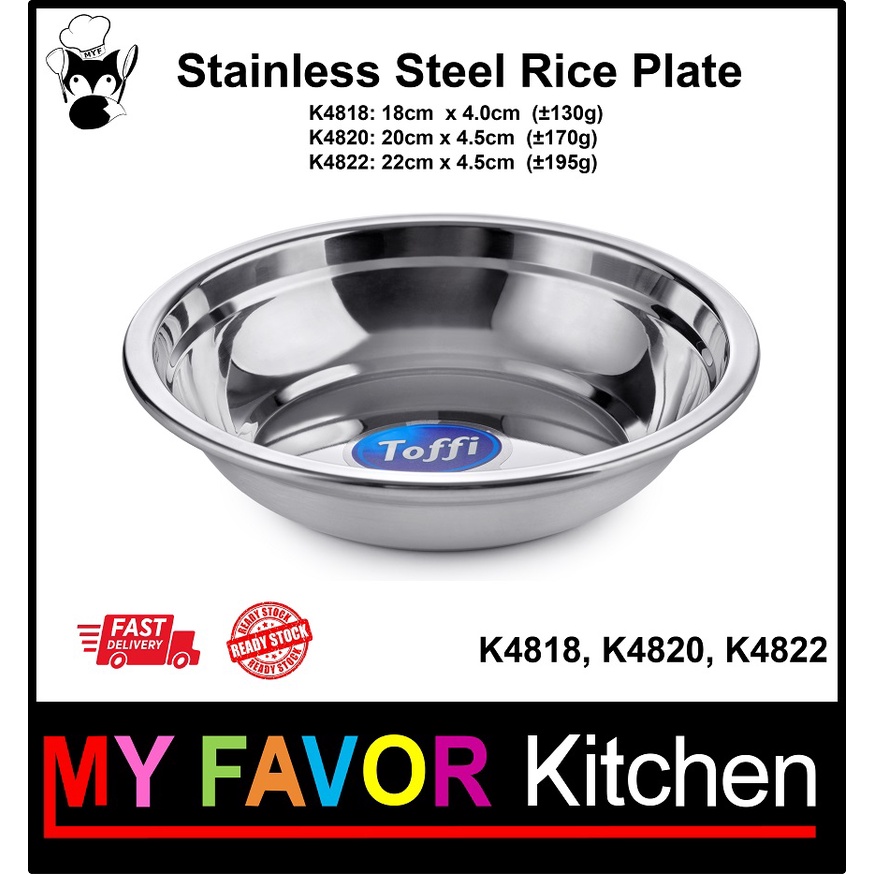 TOFFI K4818/K4820/K4822 STAINLESS STEEL Rice Plate | Shopee Malaysia