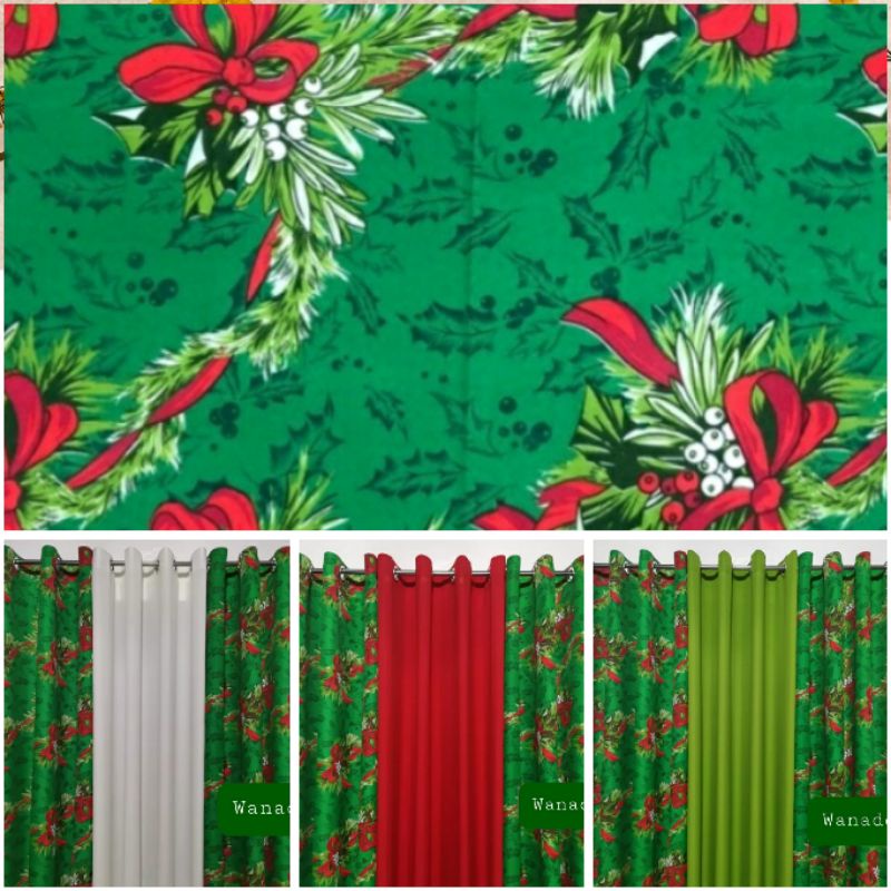WANADO - 3in1Set Ribbonette Chrismas Design Ring Curtain Sold by set ...