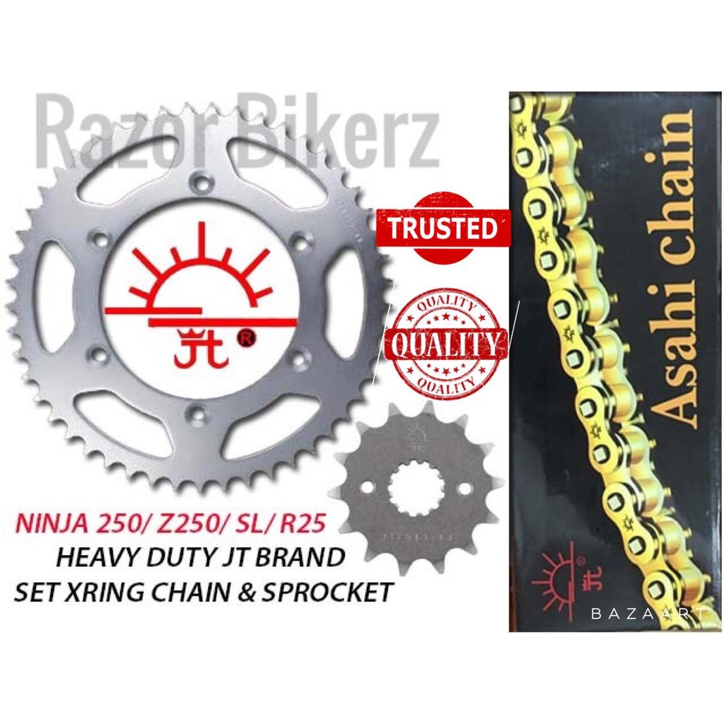 Ninja 250 Z250 Z SL R25 Xring Chain Set Rantai Sprocket JT ASAHI