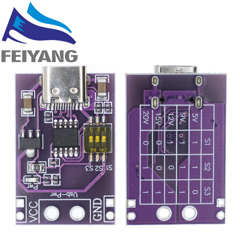 5V-20V Fixed Voltage Output Module 4-Pack USB-C PD Fast Charge Trigger ...