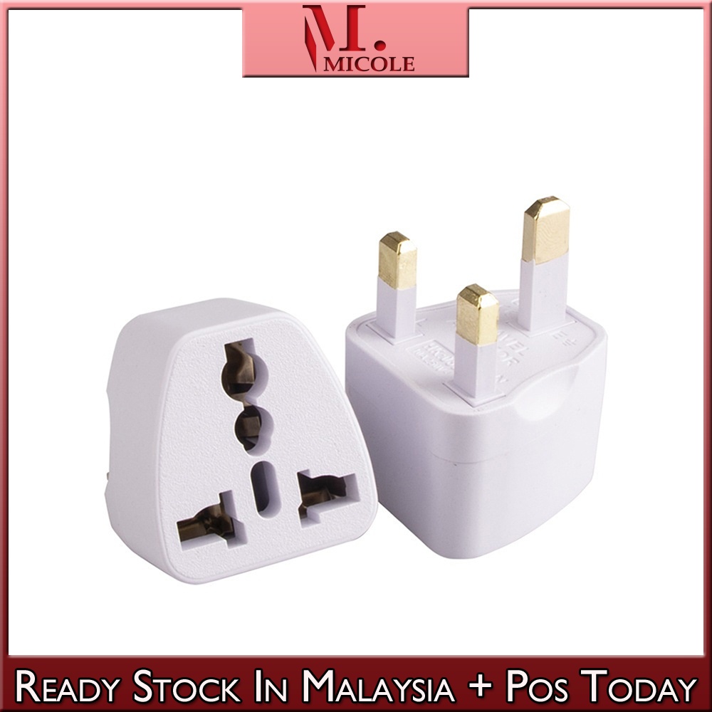 Ready Stock MICOLE G052 3 Pin Plug Adaptor UK Universal 2 & 3 Pin Multi ...